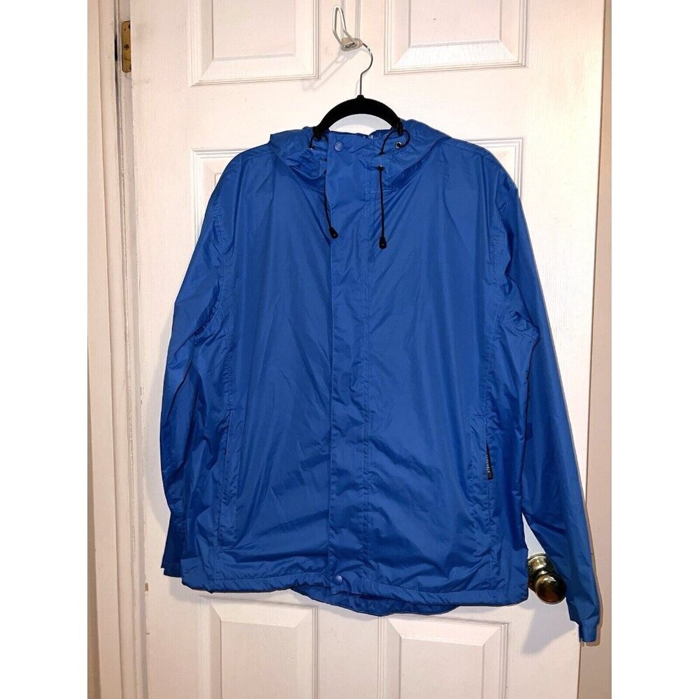 ICEBURG OUTERWEAR Mens Blue Hooded Full Zipper Windbreaker Jacket Sz L